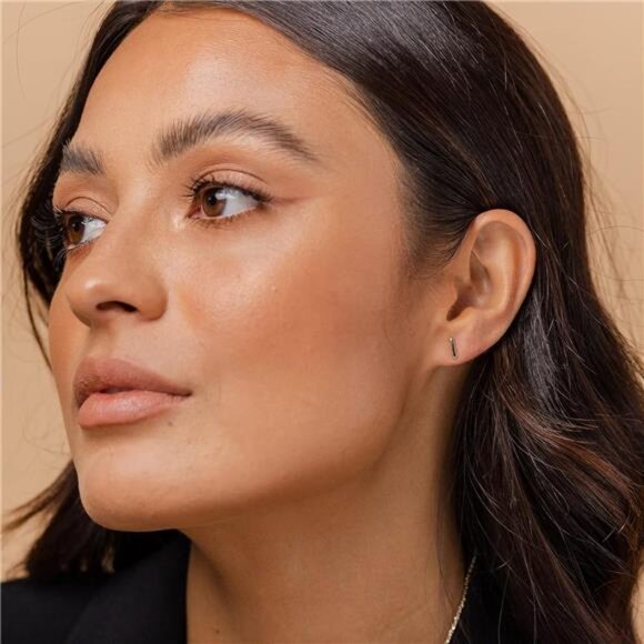 14K Gold Plated Sterling Silver Dainty Earrings - Bar, Heart, Star, Cat, Triangl - Picture 4 of 6